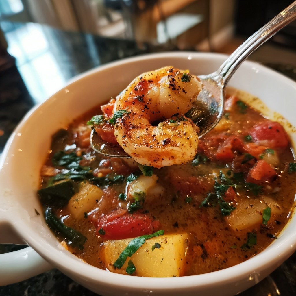 Fisherman's Stew with Roasted Garlic Crostini