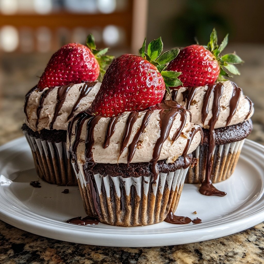 Chocolate-Covered Strawberry Cupcakes