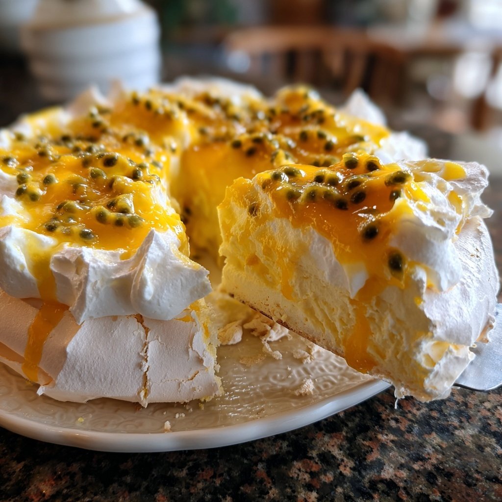 Limoncello Pavlova with Passion Fruit