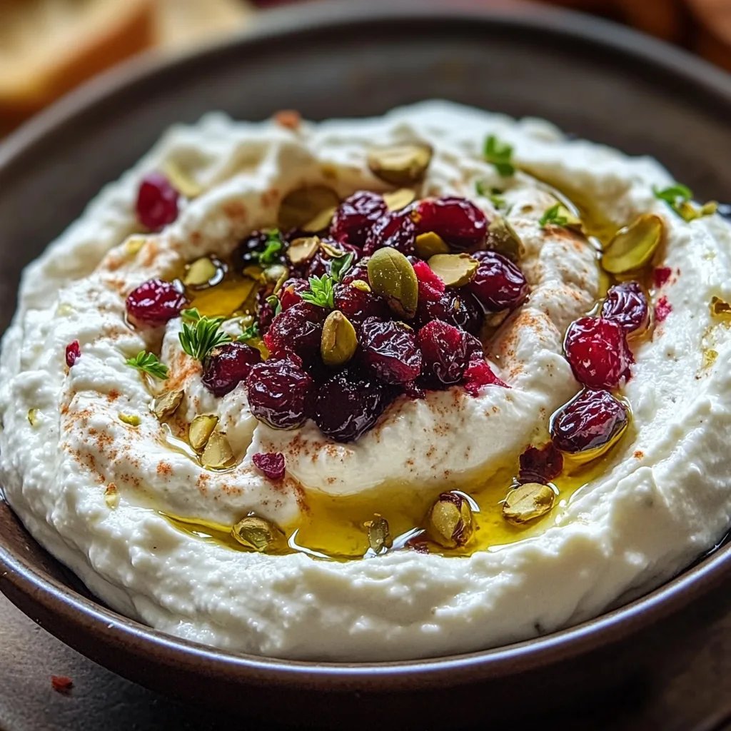 Whipped Feta Dip with Honey, Pistachios, and Cranberries