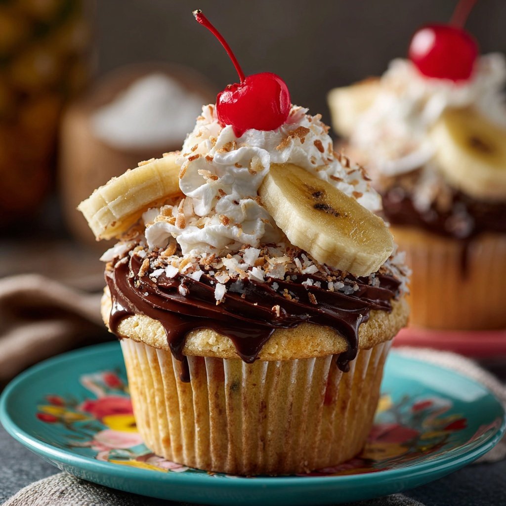 Banana Split Cupcake Creation