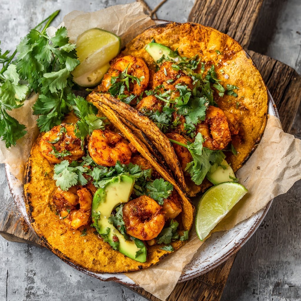 Spicy Garlic Shrimp Tacos