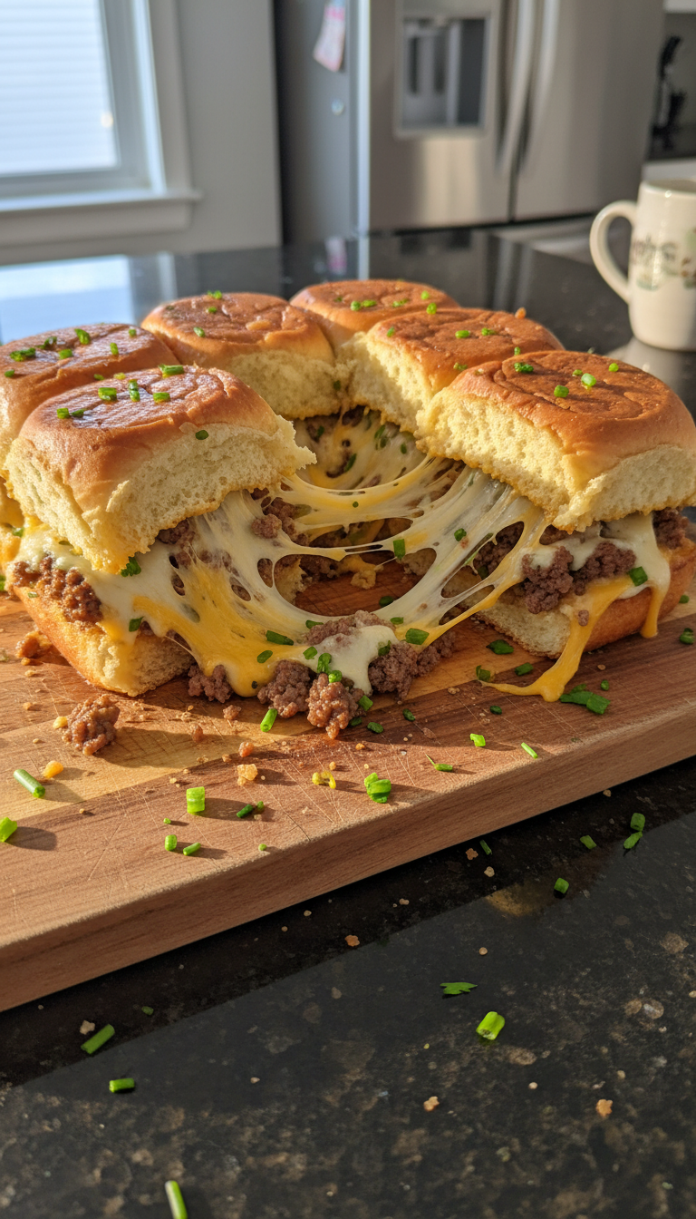 Beefy Cheesy Breakfast Sliders