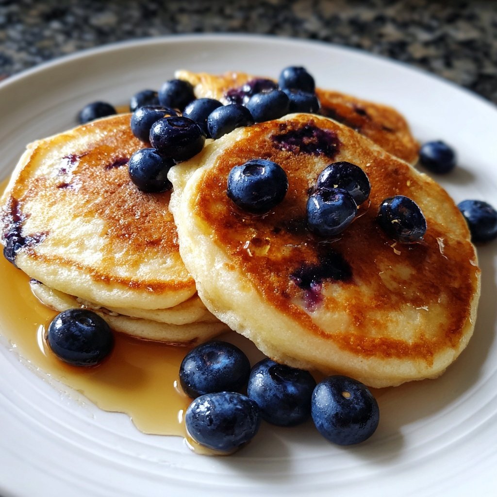 Cottage Cheese Pancakes with Blueberries