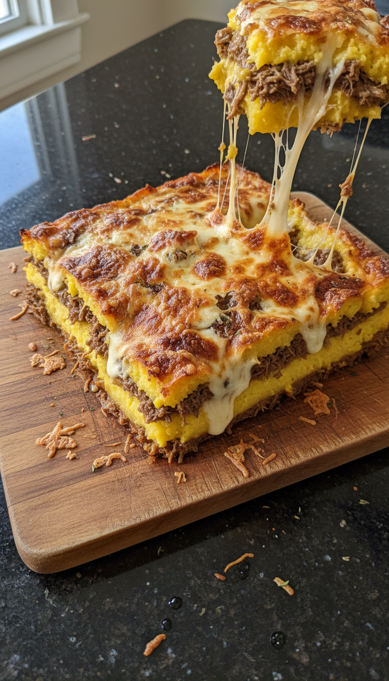 Italian Beef and Polenta Bake