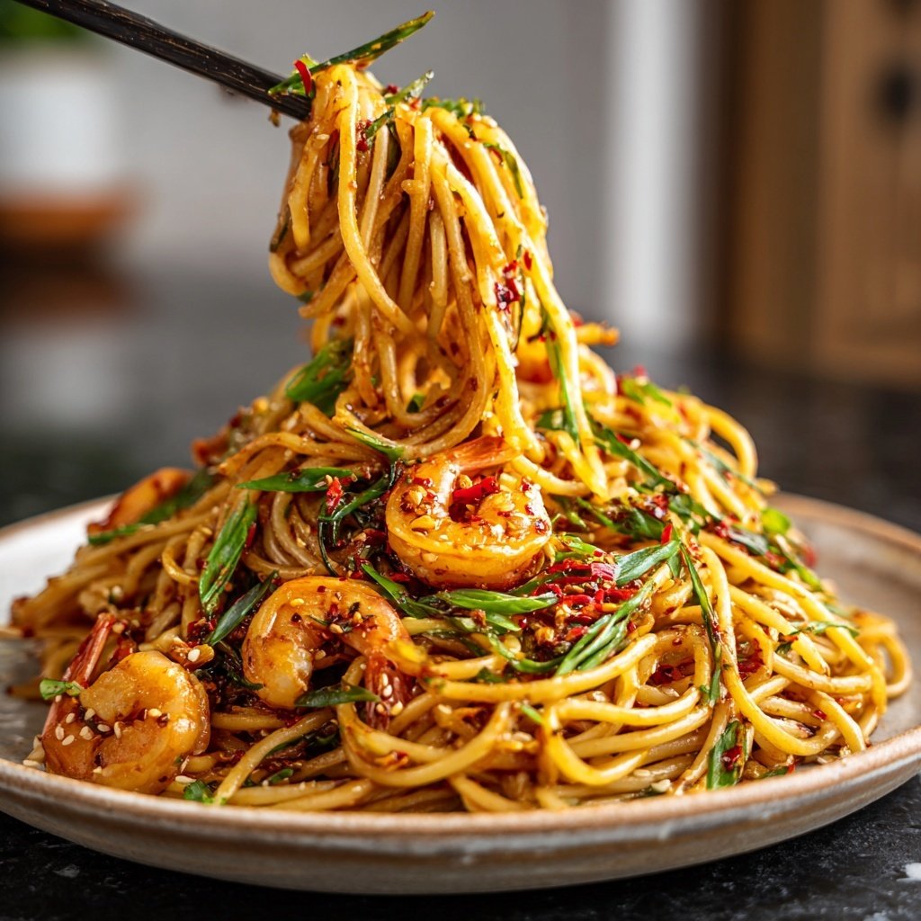 Szechuan Noodles with Shrimp