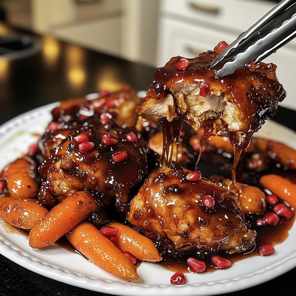 Pomegranate Molasses-Glazed Chicken and Carrots