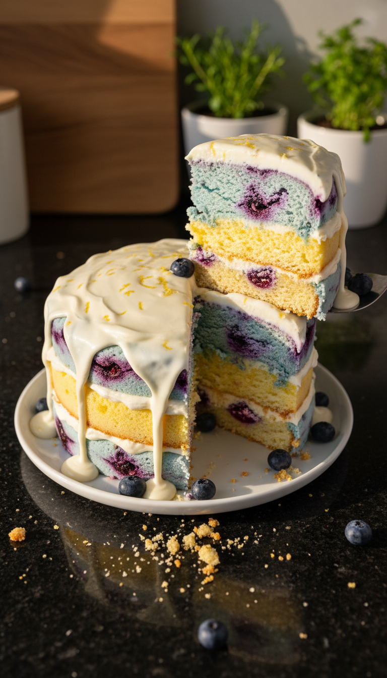 Blueberry Lemon Ice Cream Cake